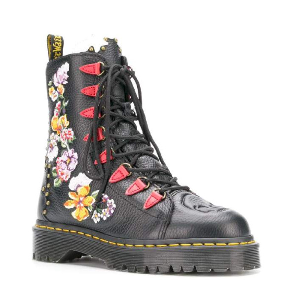 FLOWER EMBROIDERED ANKLE BOOT